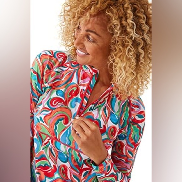 Coolibar Hokulani Ruche Swim Shirt with UPF 50+ sun protection - Picture 2 of 10